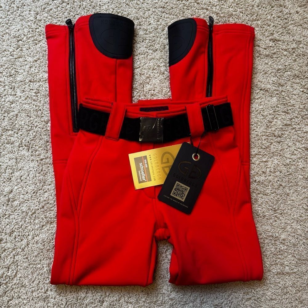 Goldbergh Pippa Ski Pants Waterproof Red Flame Black NWT US 4 Snow Pants